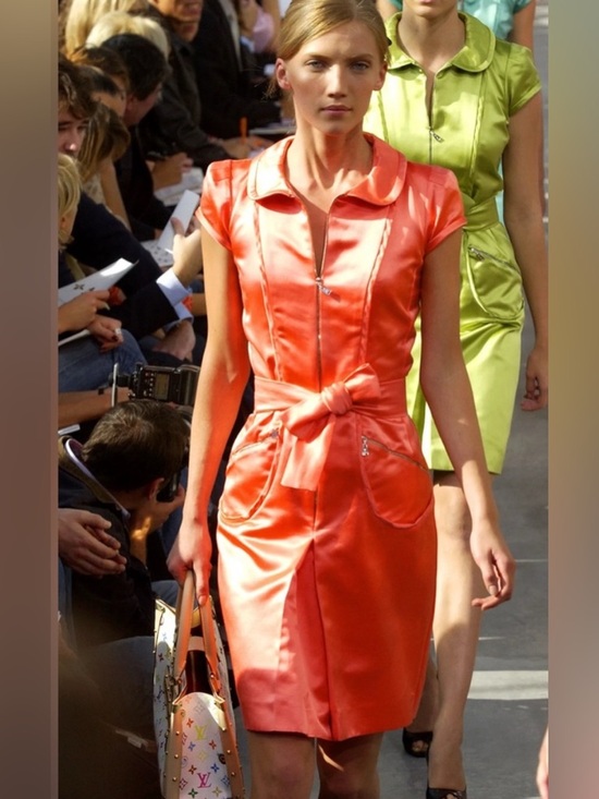 Louis Vuitton Dresses & Skirts - Louis Vuitton Spring 2003 Runway Coral Silk Satin Dress